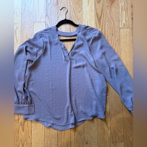 Lush Lavender Blouse with Keyhole Detail